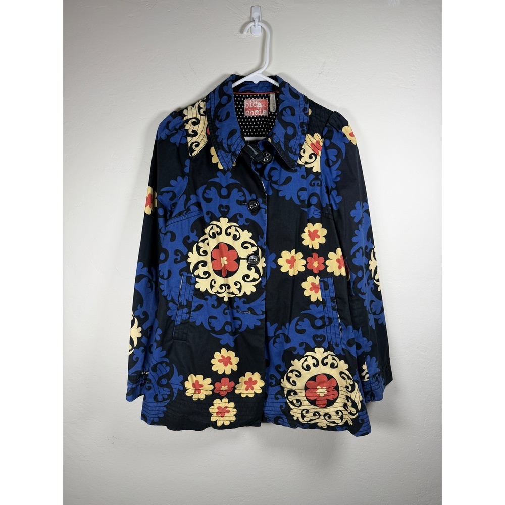 Antrhropology Bica Cheia Women's Blue Yellow Red Floral Print Jacket